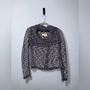 Anthropologie Saturday Sunday knit moto style sweater jacket marled medium GUC